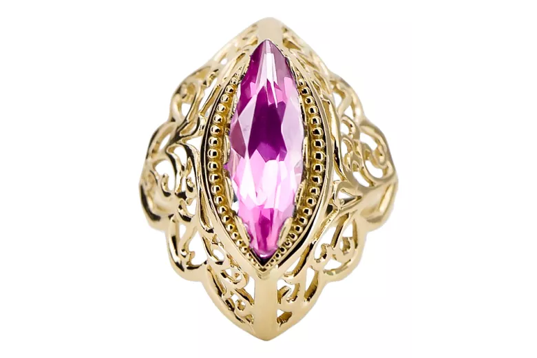 14 Karat Gelbgold Amethyst Ring Vintage Handwerk vrc017y